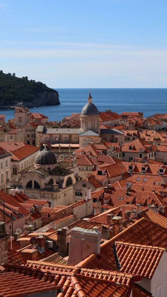 Dubrovnik's Old Town and red roofs seen from above